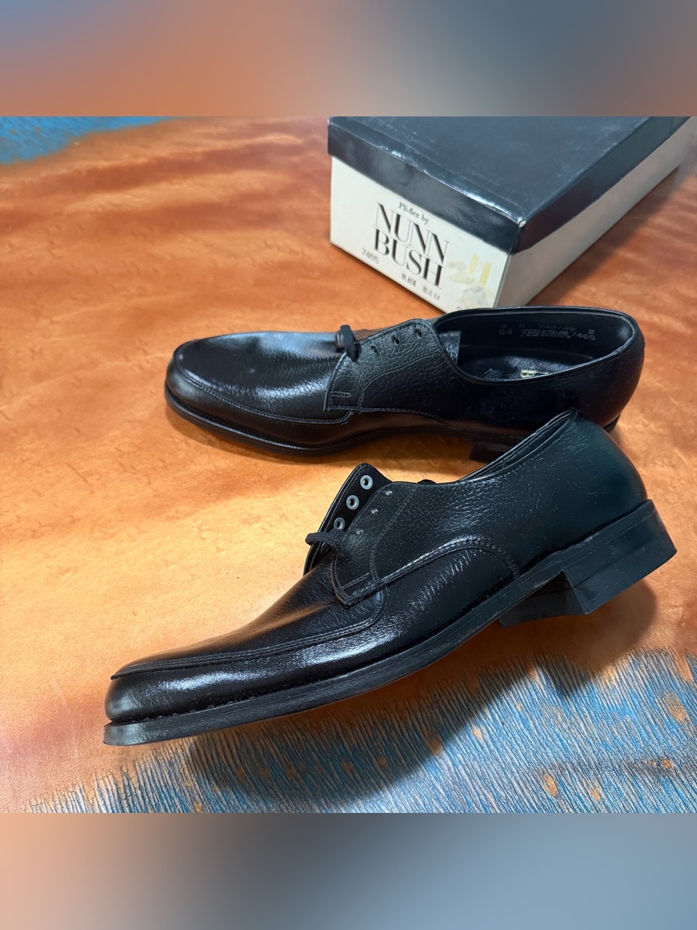 Vintage Deadstock Nunn Bush Classic Black Dress Shoes size 9 NIB